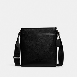 Férfi COACH® Gotham Slim Crossbody Crossbody Táska Fekete | HUJPV220