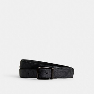 Férfi COACH® Harness Buckle Cut To Size Reversible, 38 Mm Öv Szürke Fekete | HUYXP261