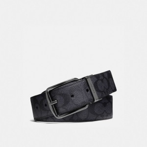 Férfi COACH® Harness Buckle Cut To Size Reversible, 38 Mm Öv Szürke Fekete | HUWNY257