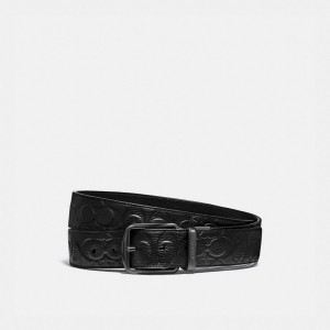 Férfi COACH® Harness Buckle Cut To Size Reversible, 38 Mm Öv Fekete | HUQMT256