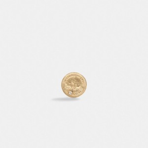 Női COACH® 14 K Coin Single Stud Earring Arany | HUJPA532