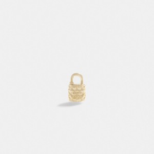 Női COACH® 14 K Quilted Signature Padlock Single Stud Earring Arany | HUZUF535