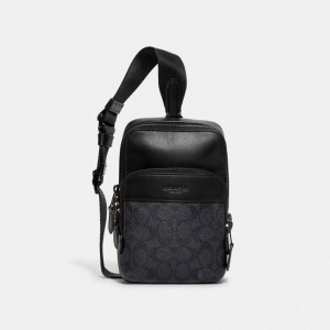 Női COACH® Gotham Sling Pack 13 In Signature Canvas Kézitáska Szürke | HUYXG833