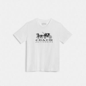 Női COACH® Horse And Carriage In Organic Cotton Póló Fehér | HUGSU501