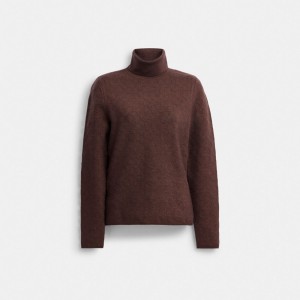 Női COACH® Lurex Signature Turtleneck Pulóver Barna | HUFDP477