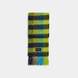 Női COACH® Plaid Oversized Muffler Sál Zöld | HUSGR660