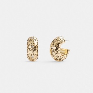 Női COACH® Quilted Signature Chunky Hoop Earring Arany | HUGST553