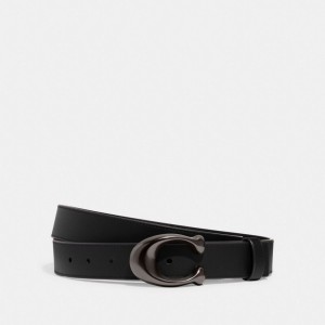 Női COACH® Sculpted C Buckle Cut To Size Reversible, 32 Mm Öv Fekete | HUFDR633