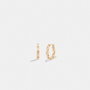 Női COACH® Signature Chain Small Hoop Earring Arany | HUPJP558