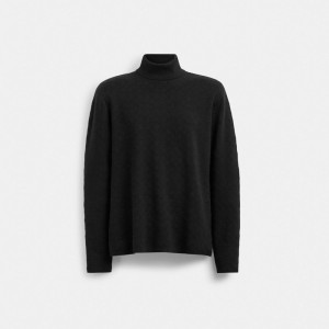 Női COACH® Signature Turtleneck Kötöttáru Fekete | HUHAI448