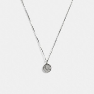 Női COACH® Sterling Coin Pendant Nyaklánc Titán | HUBEX596