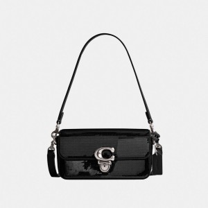 Női COACH® Studiouette With Sequins Crossbody Táska Titán Fekete | HUMQA802