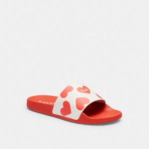 Női COACH® Udele Sport Slide With Valentine's Print Szandál Piros | HURVR363