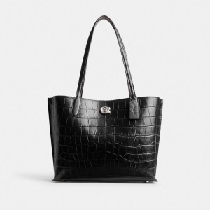 Női COACH® Willow Tote Titán Fekete | HUJPC948