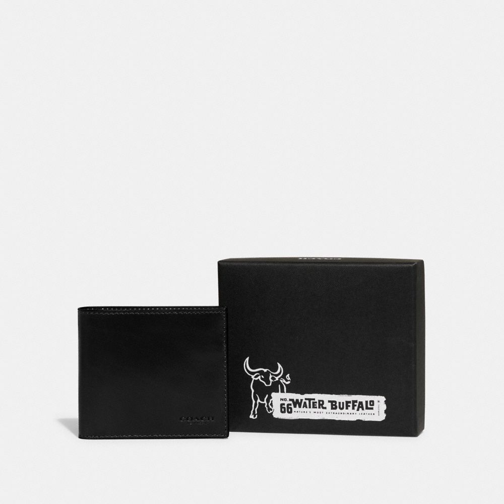 Férfi COACH® Boxed Double Billfold Pénztárca Fekete | HUFDK242