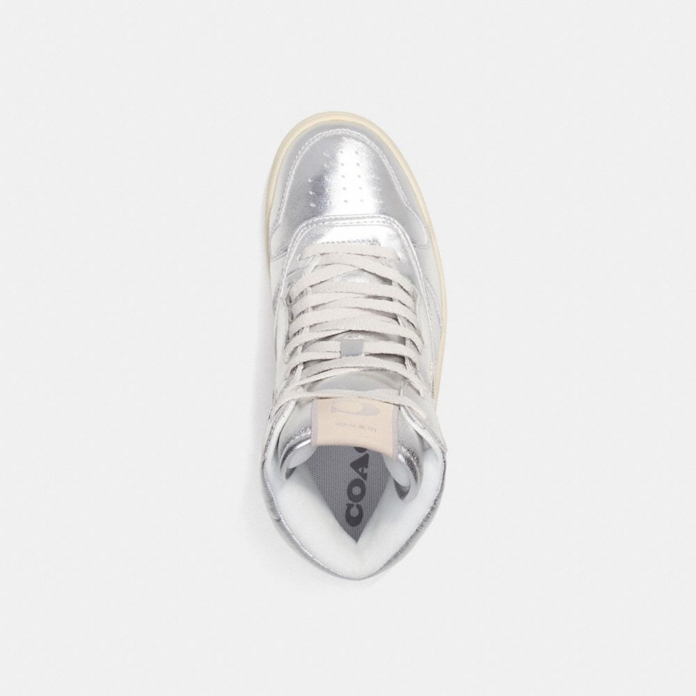 Férfi COACH® C202 High Top In Metallic Sportcipő Metal Titán | HUZUH132