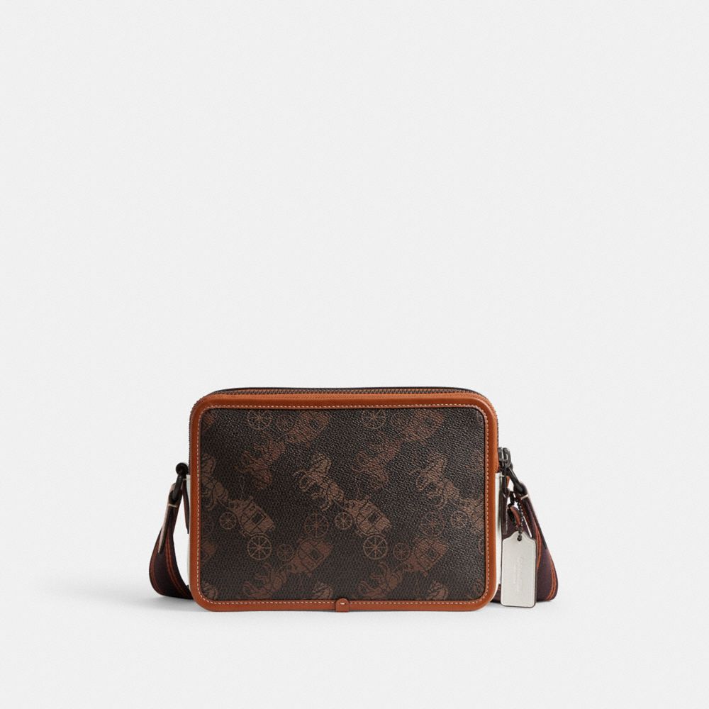 Férfi COACH® Charter 24 With Large Horse And Carriage Print Crossbody Táska Szürke Barna | HUUZD210