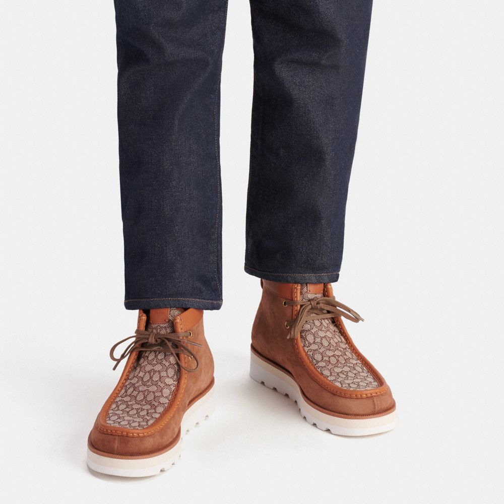 Férfi COACH® Chukka In Micro Signature Jacquard Csizma Barna | HURVF103