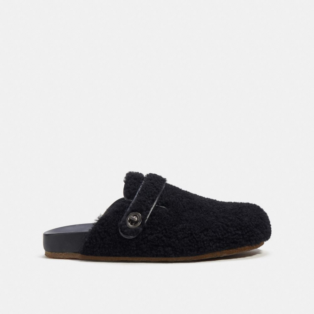 Férfi COACH® Clog In Shearling Szandál Fekete | HUKOQ117