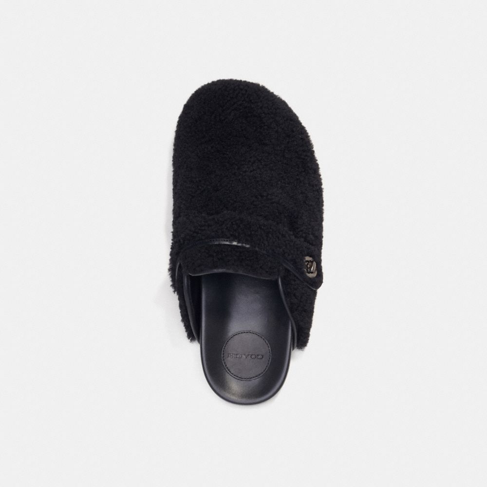 Férfi COACH® Clog In Shearling Szandál Fekete | HUKOQ117