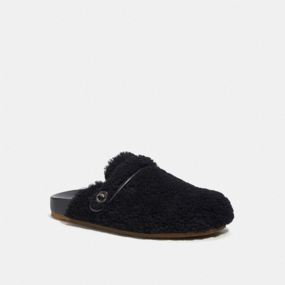 Férfi COACH® Clog In Shearling Szandál Fekete | HUKOQ117