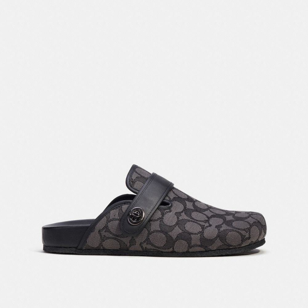 Férfi COACH® Clog In Signature Jacquard Szandál Szürke Fekete | HULIW118