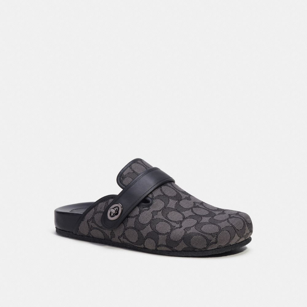 Férfi COACH® Clog In Signature Jacquard Szandál Szürke Fekete | HULIW118