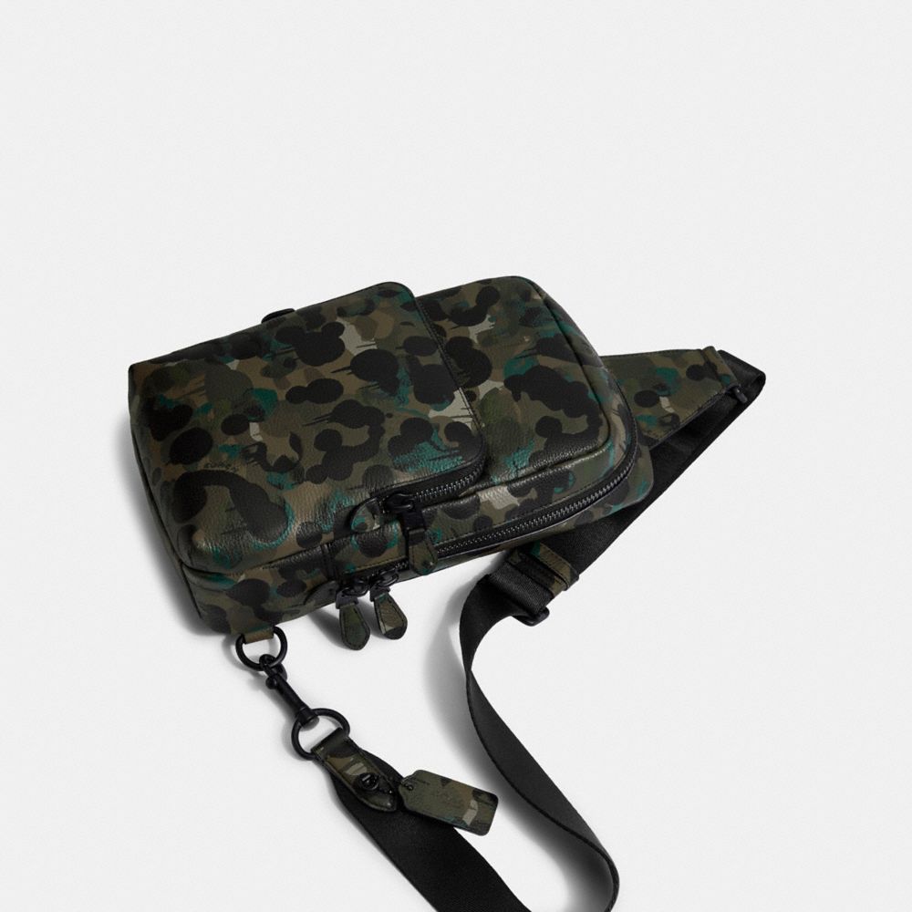 Férfi COACH® Gotham Pack With Camo Print Hátizsák Fekete Zöld Kék | HUHAK188