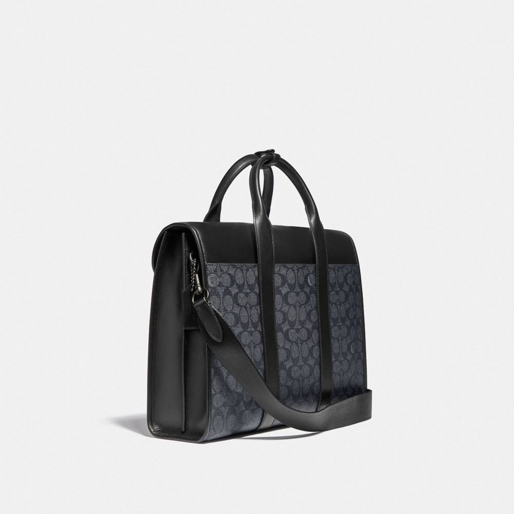 Férfi COACH® Gotham Portfolio In Signature Canvas Kézitáska Fekete Réz Szürke | HUMQY230