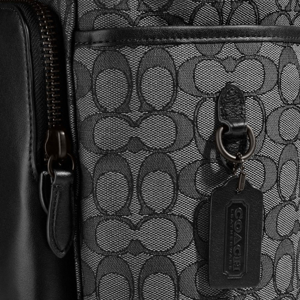 Férfi COACH® League Flap In Signature Jacquard Hátizsák Szürke Fekete | HUSGC192