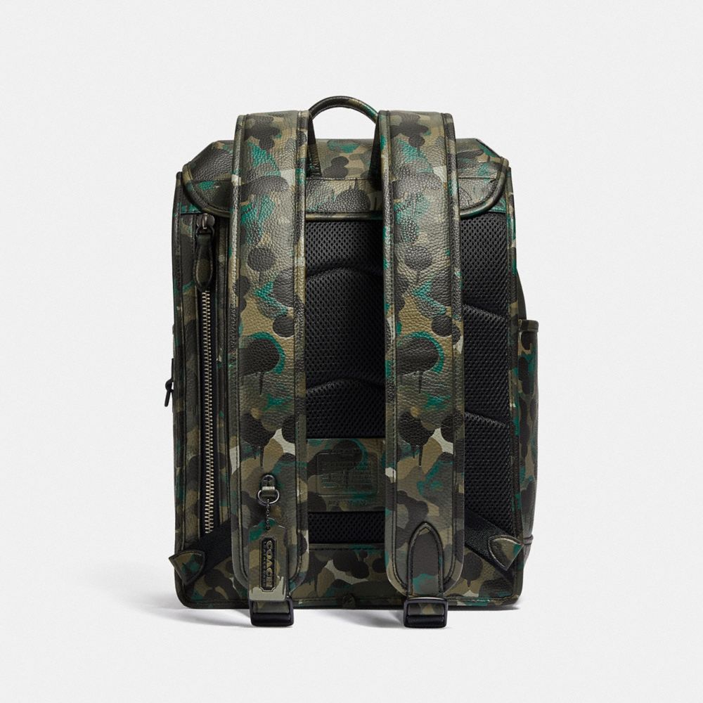 Férfi COACH® League Flap With Camo Print Hátizsák Fekete Zöld Kék | HUAHV193