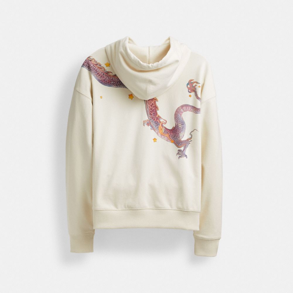 Férfi COACH® New Yearie Sweatshirt With Dragon Kapucnis Pulóver Krém | HUEBY149