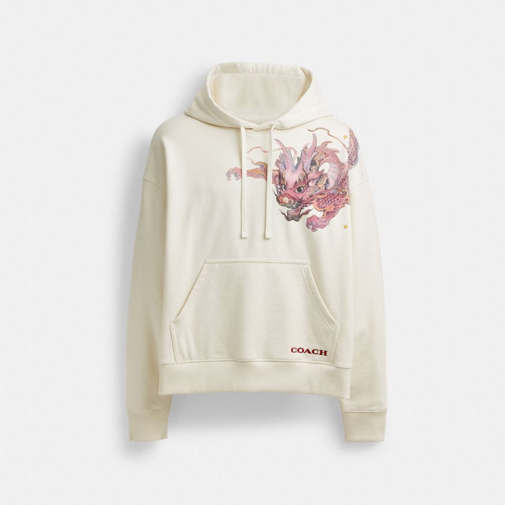 Férfi COACH® New Yearie Sweatshirt With Dragon Kapucnis Pulóver Krém | HUEBY149