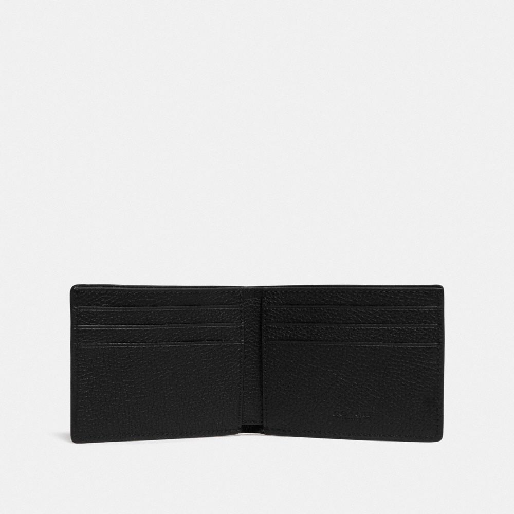 Férfi COACH® Slim Billfold In Signature Leather Pénztárca Fekete | HUUZN249