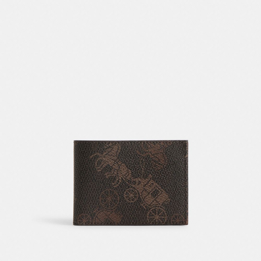 Férfi COACH® Slim Billfold With Large Horse And Carriage Print Pénztárca Szürke | HUYXM250