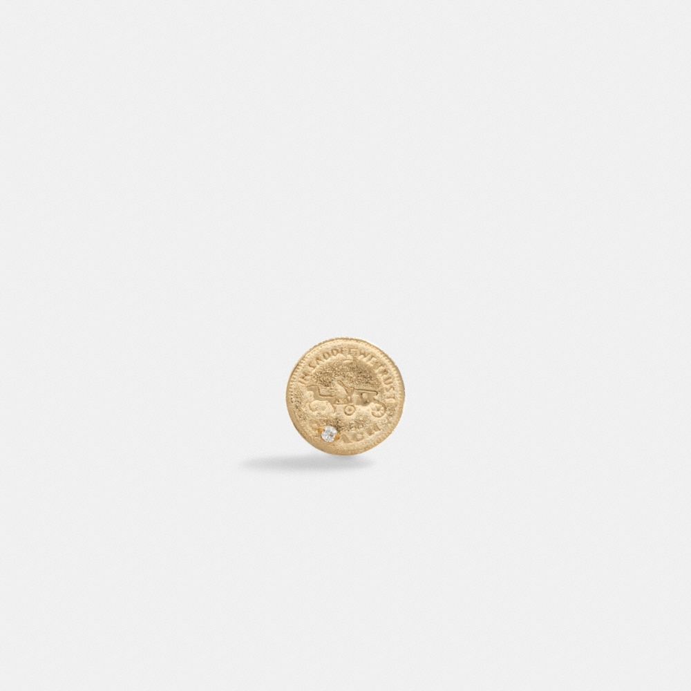 Női COACH® 14 K Coin Single Stud Earring Arany | HUJPA532