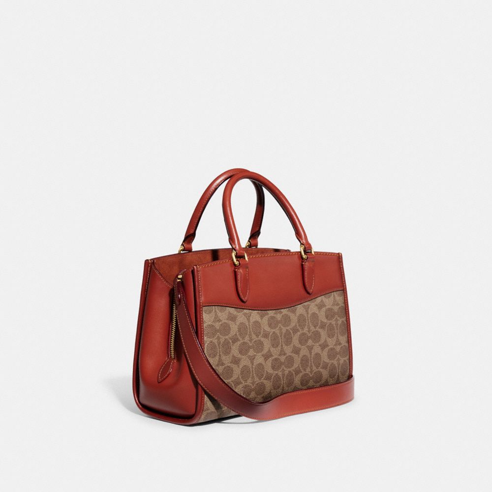 Női COACH® Brooke Carryall 28 In Signature Canvas Kézitáska Barna Piros | HUUZE821