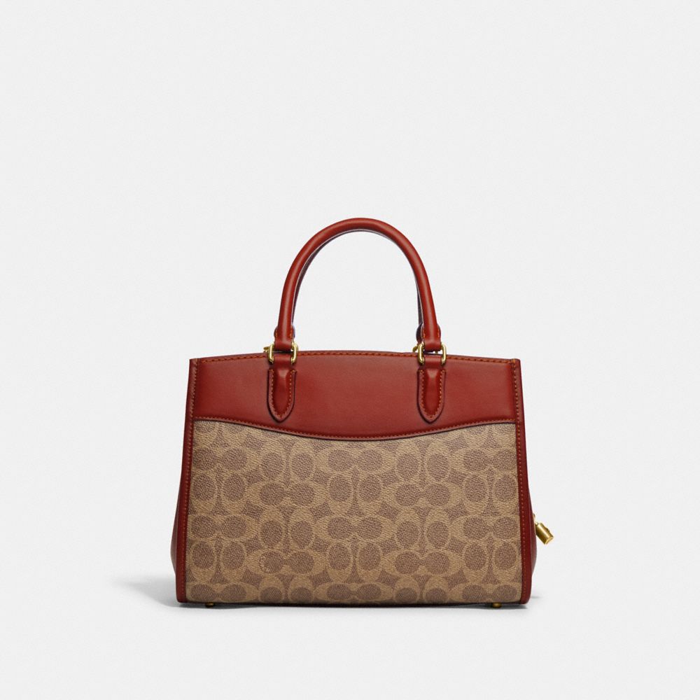 Női COACH® Brooke Carryall 28 In Signature Canvas Kézitáska Barna Piros | HUUZE821