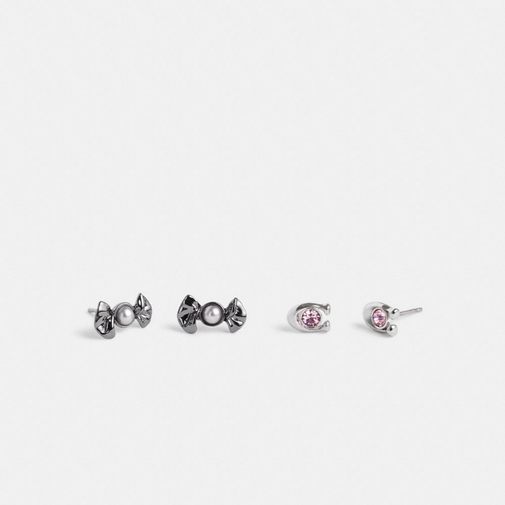 Női COACH® Candy And Bow Stud Set Earring Színes | HUVRJ538