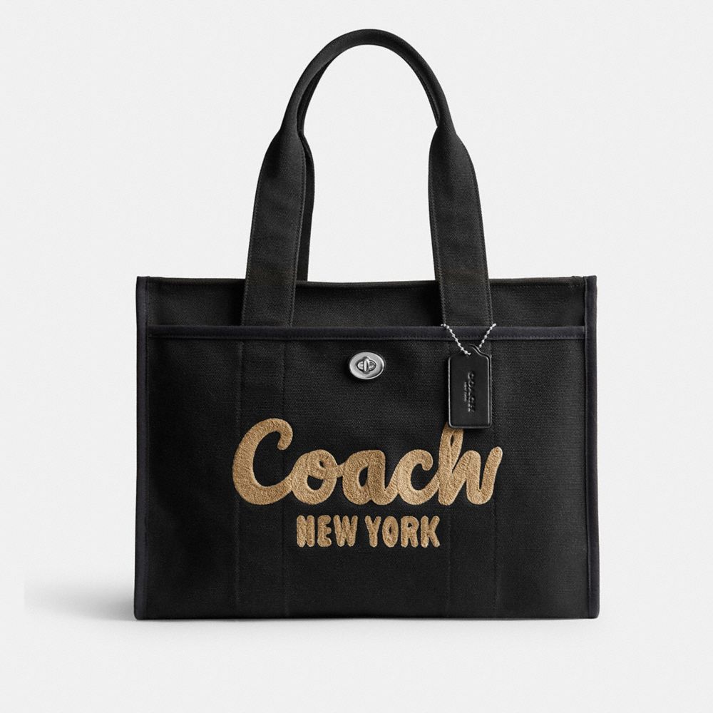 Női COACH® Cargo 42 Tote Titán Fekete | HUDFZ919