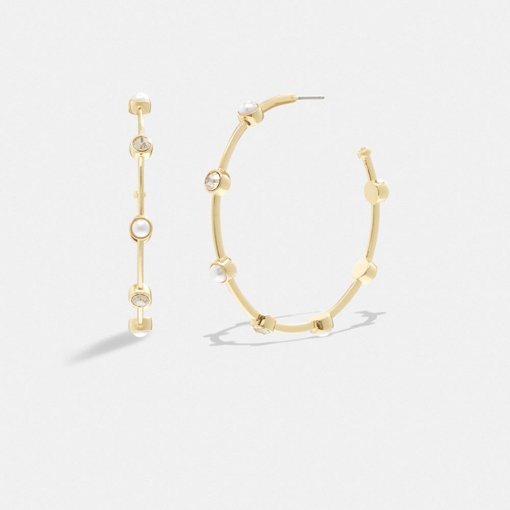 Női COACH® Classic Pearl Large Hoop Earring Arany | HUMQZ541