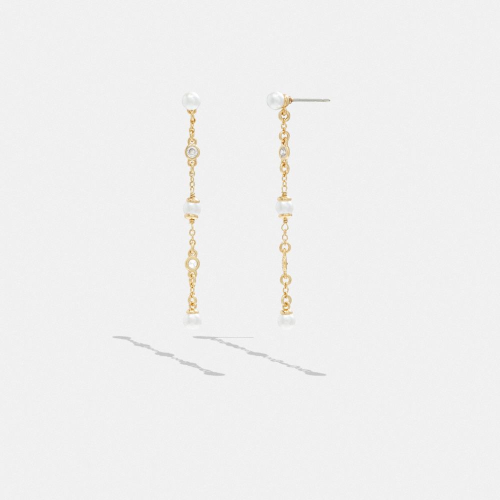 Női COACH® Classic Pearl Linear Earring Arany | HUMQX542