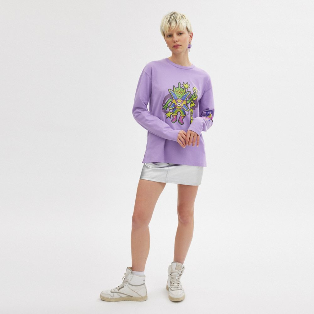 Női COACH® Cosmic Long Sleeve Póló Lila Színes | HUCTM494