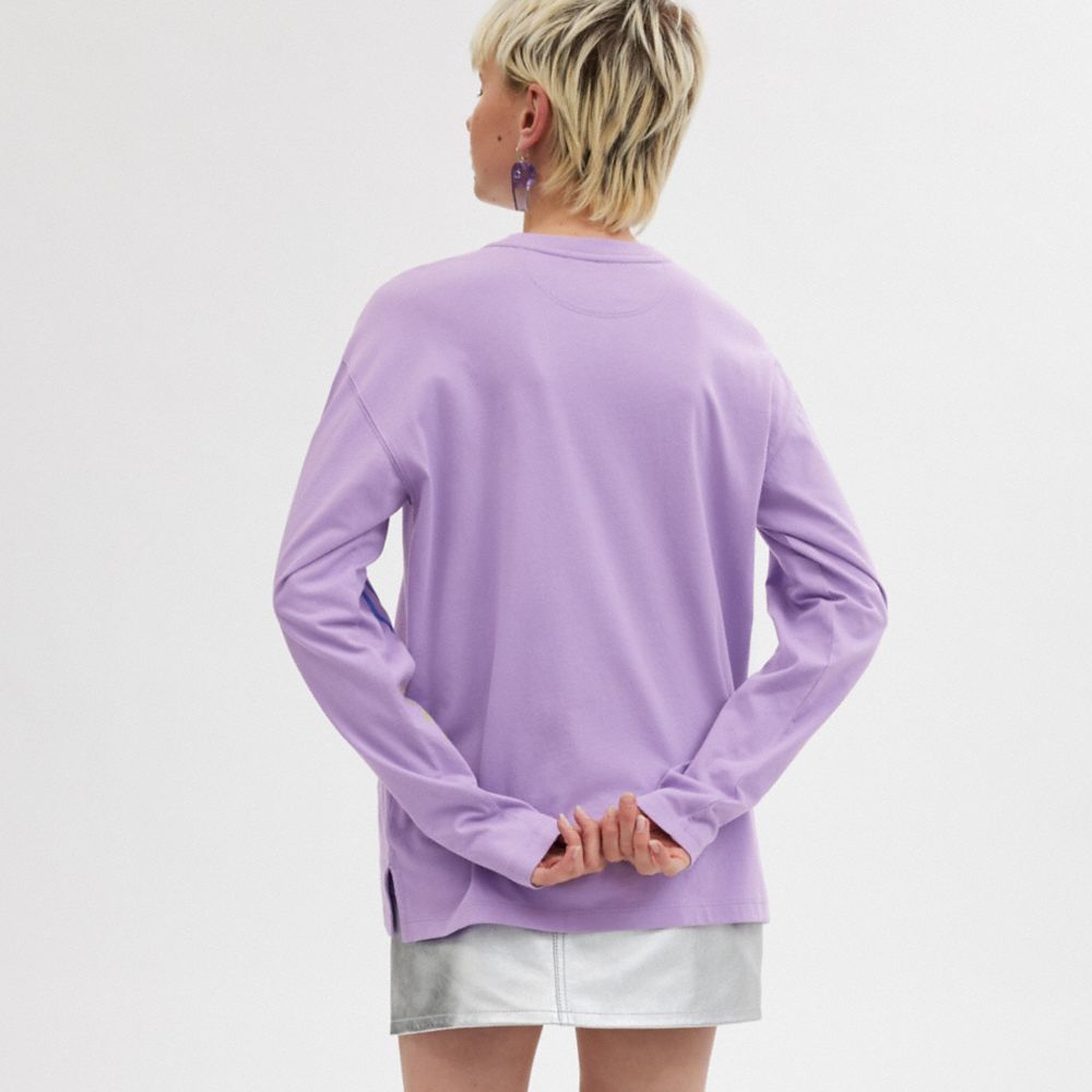 Női COACH® Cosmic Long Sleeve Póló Lila Színes | HUCTM494