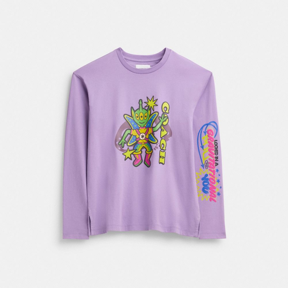 Női COACH® Cosmic Long Sleeve Póló Lila Színes | HUCTM494