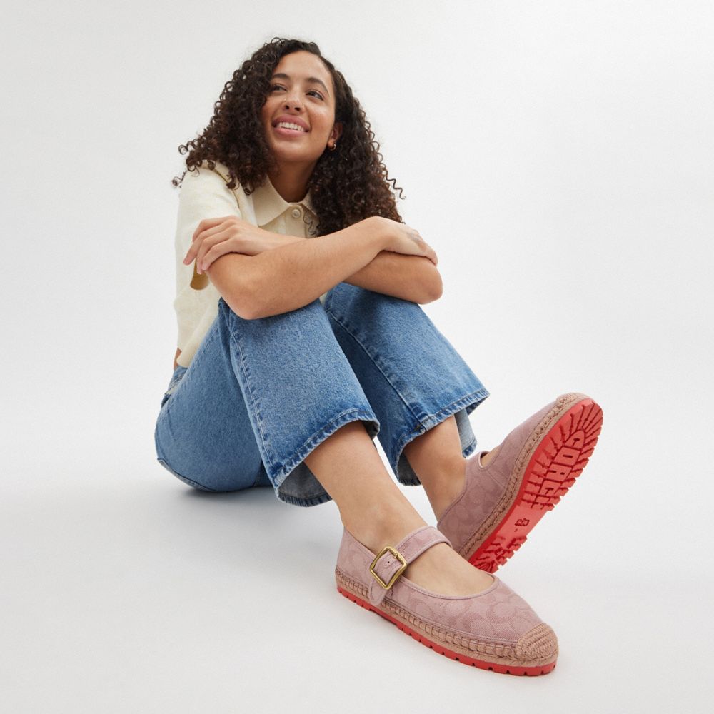 Női COACH® Courtney Espadrille In Signature Canvas Alkalmi Cipő Világos Rózsaszín | HUPJS317