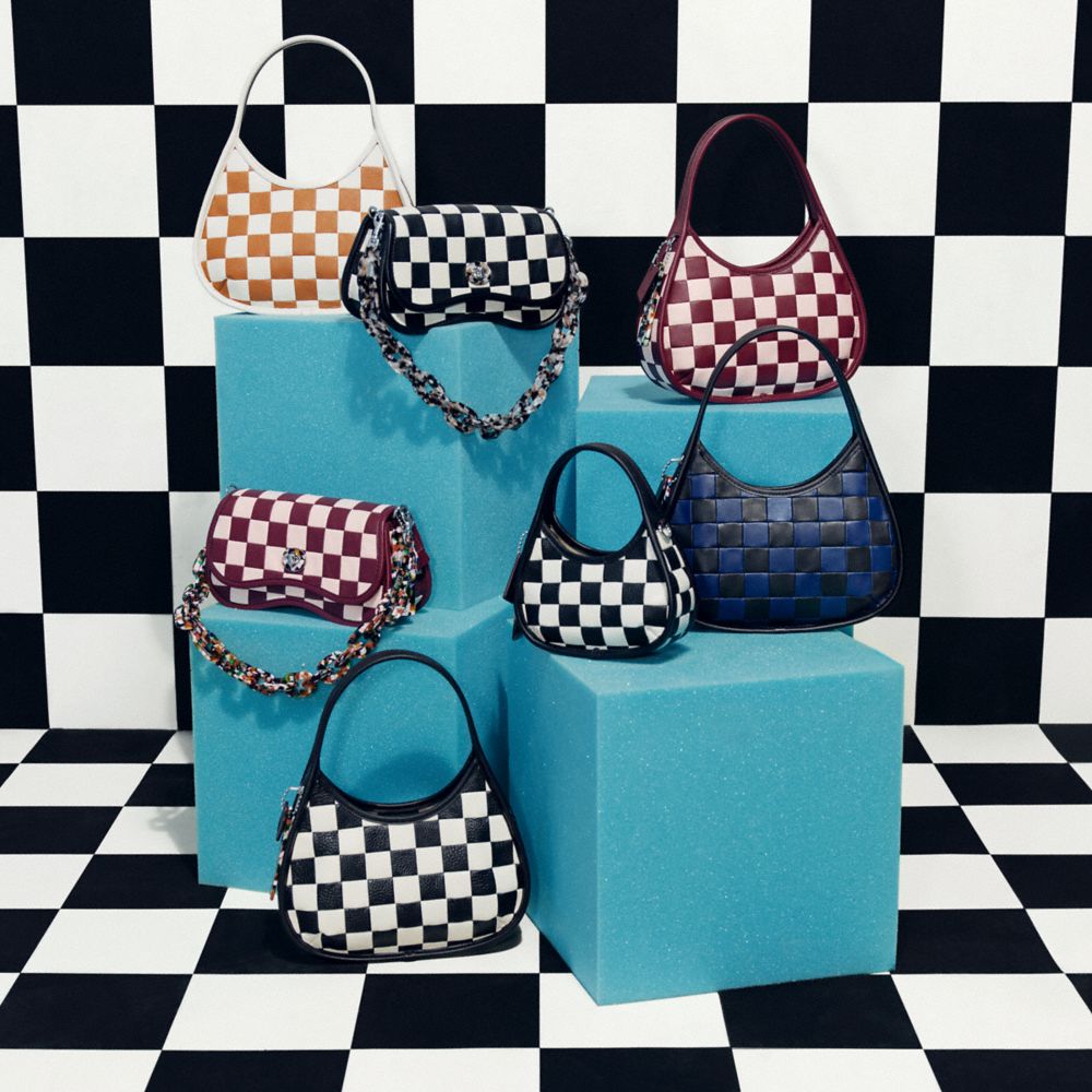 Női COACH® Ergo In Checkerboard Patchwork Upcrafted Leather Válltáska Fekete | HUHAL864