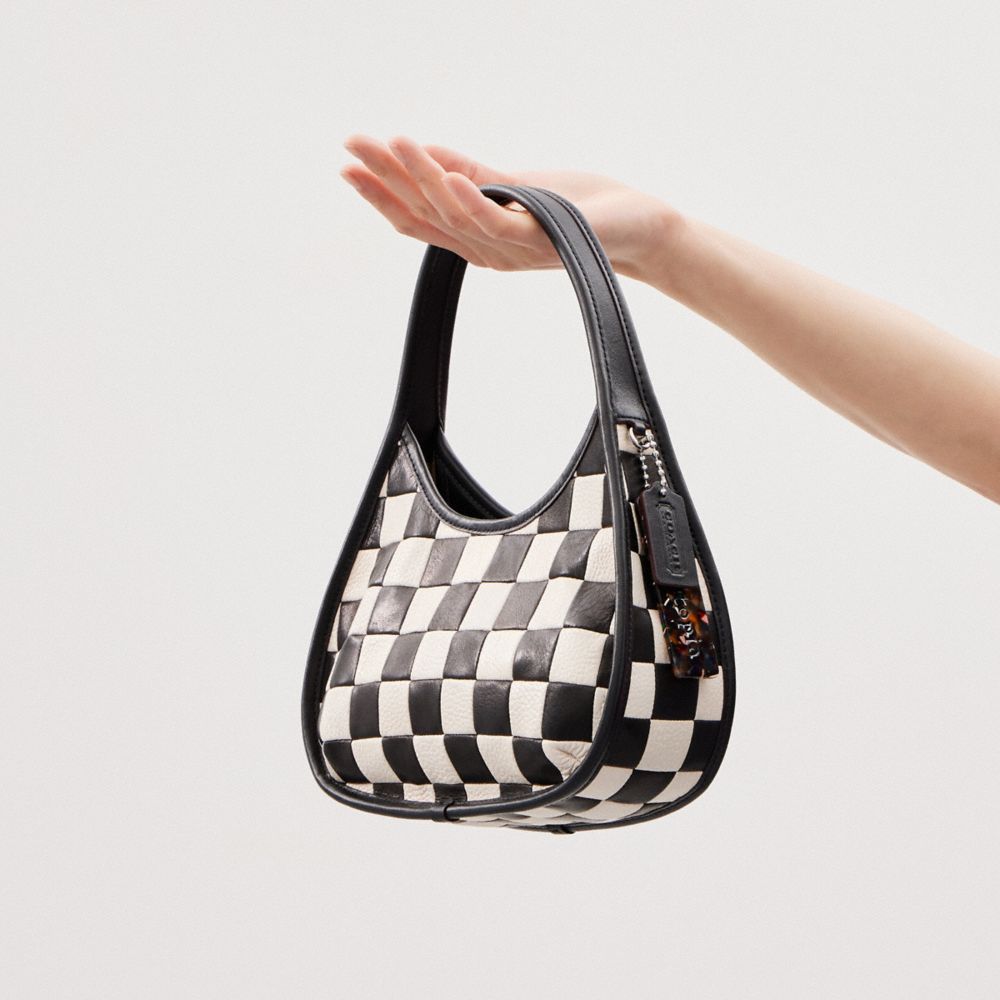 Női COACH® Ergo In Checkerboard Patchwork Upcrafted Leather Válltáska Fekete | HUHAL864