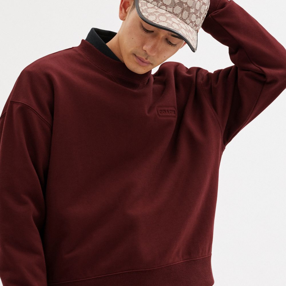 Női COACH® Essential Crewneck Ing Bordó | HUUZJ457