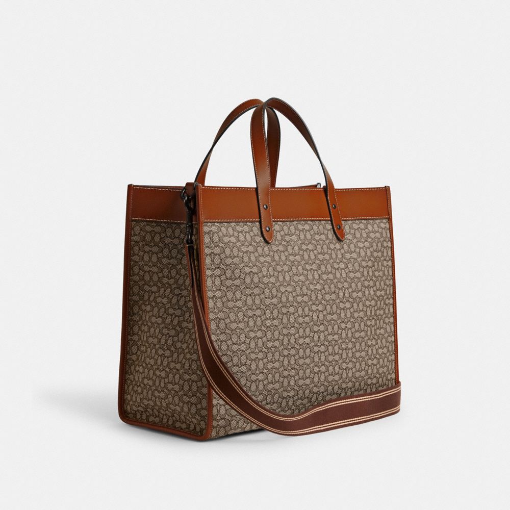 Női COACH® Field 40 In Micro Signature Jacquard Tote Szürke | HURVW928